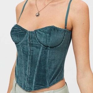 Urban Outfitters Green Fitted Ribbed Bustier Top